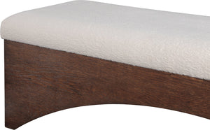 Meridian Furniture Lawson Plush Velour Fur Upholstered Accent Bench with Arch Base for Bedroom or Entryway Beige 22036 22036Beige