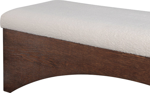 Meridian Furniture Lawson Plush Velour Fur Upholstered Accent Bench with Arch Base for Bedroom or Entryway Beige 22036 22036Beige