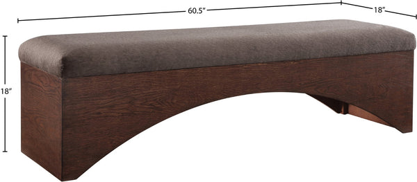 Meridian Furniture Lawson Plush Velour Fur Upholstered Accent Bench with Arch Base for Bedroom or Entryway Brown 22036 22036Brown