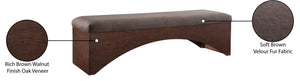 Meridian Furniture Lawson Plush Velour Fur Upholstered Accent Bench with Arch Base for Bedroom or Entryway Brown 22036 22036Brown