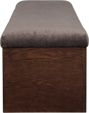 Meridian Furniture Lawson Plush Velour Fur Upholstered Accent Bench with Arch Base for Bedroom or Entryway Brown 22036 22036Brown