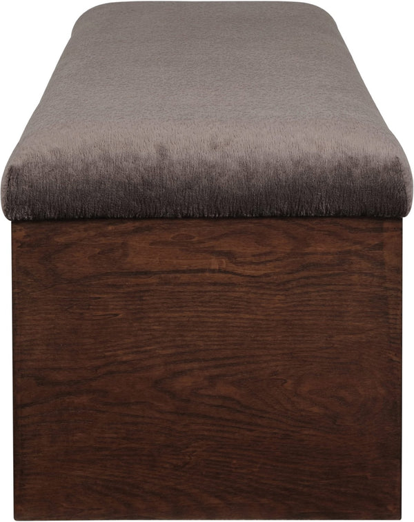 Meridian Furniture Lawson Plush Velour Fur Upholstered Accent Bench with Arch Base for Bedroom or Entryway Brown 22036 22036Brown