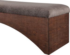 Meridian Furniture Lawson Plush Velour Fur Upholstered Accent Bench with Arch Base for Bedroom or Entryway Brown 22036 22036Brown