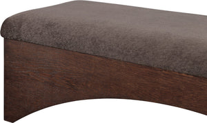 Meridian Furniture Lawson Plush Velour Fur Upholstered Accent Bench with Arch Base for Bedroom or Entryway Brown 22036 22036Brown