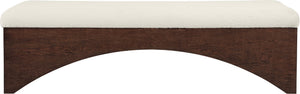 Meridian Furniture Lawson Plush Velour Fur Upholstered Accent Bench with Arch Base for Bedroom or Entryway Cream 22036 22036Cream