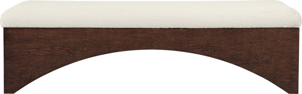 Meridian Furniture Lawson Plush Velour Fur Upholstered Accent Bench with Arch Base for Bedroom or Entryway Cream 22036 22036Cream