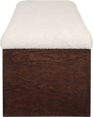 Meridian Furniture Lawson Plush Velour Fur Upholstered Accent Bench with Arch Base for Bedroom or Entryway Cream 22036 22036Cream