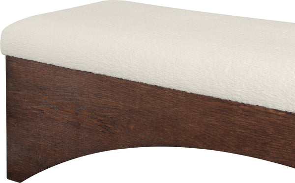 Meridian Furniture Lawson Plush Velour Fur Upholstered Accent Bench with Arch Base for Bedroom or Entryway Cream 22036 22036Cream