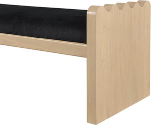 Meridian Furniture Sonia Art Deco Plush Velour Fur Upholstered Bench with Wood Base for Bedroom Entryway Black A 22037Black