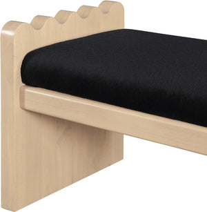 Meridian Furniture Sonia Art Deco Plush Velour Fur Upholstered Bench with Wood Base for Bedroom Entryway Black A 22037Black