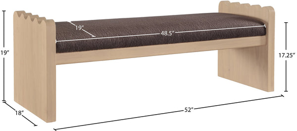Meridian Furniture Sonia Art Deco Plush Velour Fur Upholstered Bench with Wood Base for Bedroom Entryway Brown A 22037Brown