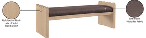 Meridian Furniture Sonia Art Deco Plush Velour Fur Upholstered Bench with Wood Base for Bedroom Entryway Brown A 22037Brown