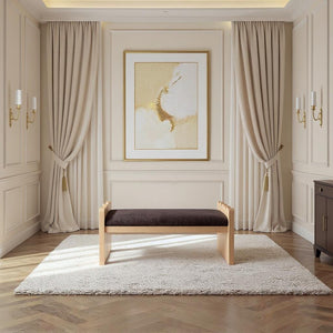 Meridian Furniture Sonia Art Deco Plush Velour Fur Upholstered Bench with Wood Base for Bedroom Entryway Brown A 22037Brown