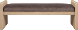 Meridian Furniture Sonia Art Deco Plush Velour Fur Upholstered Bench with Wood Base for Bedroom Entryway Brown A 22037Brown