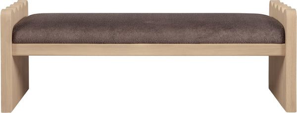 Meridian Furniture Sonia Art Deco Plush Velour Fur Upholstered Bench with Wood Base for Bedroom Entryway Brown A 22037Brown