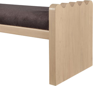 Meridian Furniture Sonia Art Deco Plush Velour Fur Upholstered Bench with Wood Base for Bedroom Entryway Brown A 22037Brown