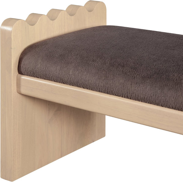 Meridian Furniture Sonia Art Deco Plush Velour Fur Upholstered Bench with Wood Base for Bedroom Entryway Brown A 22037Brown