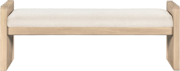 Meridian Furniture Sonia Art Deco Plush Velour Fur Upholstered Bench with Wood Base for Bedroom Entryway Cream A 22037Cream