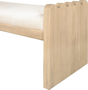 Meridian Furniture Sonia Art Deco Plush Velour Fur Upholstered Bench with Wood Base for Bedroom Entryway Cream A 22037Cream