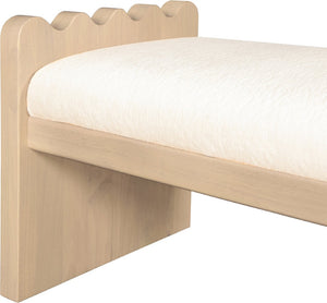 Meridian Furniture Sonia Art Deco Plush Velour Fur Upholstered Bench with Wood Base for Bedroom Entryway Cream A 22037Cream
