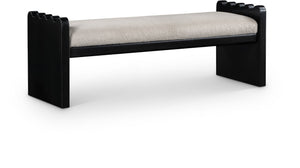 Meridian Furniture Sonia Art Deco Plush Velour Fur Upholstered Bench with Wood Base for Bedroom Entryway Beige B 22038Beige