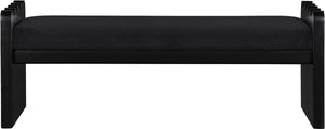 Meridian Furniture Sonia Art Deco Plush Velour Fur Upholstered Bench with Wood Base for Bedroom Entryway Black B 22038Black