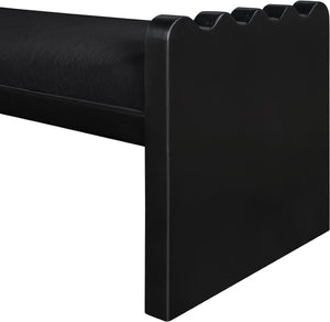 Meridian Furniture Sonia Art Deco Plush Velour Fur Upholstered Bench with Wood Base for Bedroom Entryway Black B 22038Black
