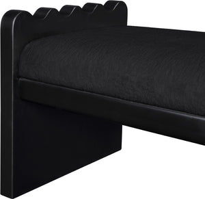 Meridian Furniture Sonia Art Deco Plush Velour Fur Upholstered Bench with Wood Base for Bedroom Entryway Black B 22038Black