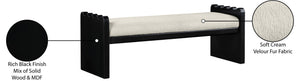 Meridian Furniture Sonia Art Deco Plush Velour Fur Upholstered Bench with Wood Base for Bedroom Entryway Cream B 22038Cream