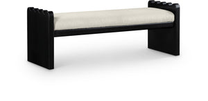 Meridian Furniture Sonia Art Deco Plush Velour Fur Upholstered Bench with Wood Base for Bedroom Entryway Cream B 22038Cream