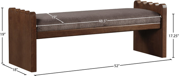 Meridian Furniture Sonia Art Deco Plush Velour Fur Upholstered Bench with Wood Base for Bedroom Entryway Brown C 22039Brown