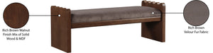 Meridian Furniture Sonia Art Deco Plush Velour Fur Upholstered Bench with Wood Base for Bedroom Entryway Brown C 22039Brown