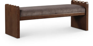 Meridian Furniture Sonia Art Deco Plush Velour Fur Upholstered Bench with Wood Base for Bedroom Entryway Brown C 22039Brown