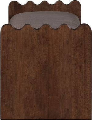 Meridian Furniture Sonia Art Deco Plush Velour Fur Upholstered Bench with Wood Base for Bedroom Entryway Brown C 22039Brown