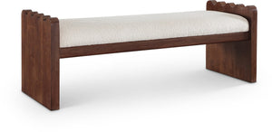 Meridian Furniture Sonia Art Deco Plush Velour Fur Upholstered Bench with Wood Base for Bedroom Entryway Cream C 22039Cream