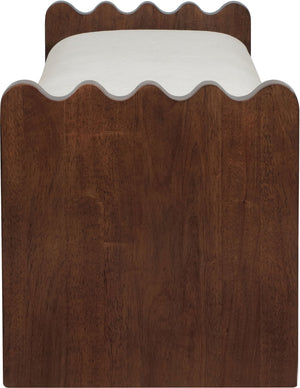 Meridian Furniture Sonia Art Deco Plush Velour Fur Upholstered Bench with Wood Base for Bedroom Entryway Cream C 22039Cream