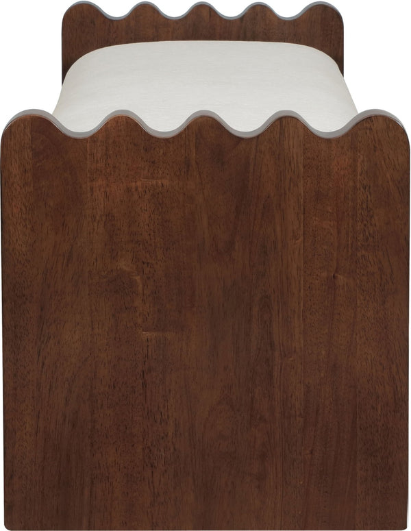 Meridian Furniture Sonia Art Deco Plush Velour Fur Upholstered Bench with Wood Base for Bedroom Entryway Cream C 22039Cream