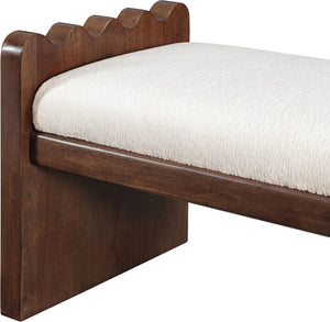 Meridian Furniture Sonia Art Deco Plush Velour Fur Upholstered Bench with Wood Base for Bedroom Entryway Cream C 22039Cream