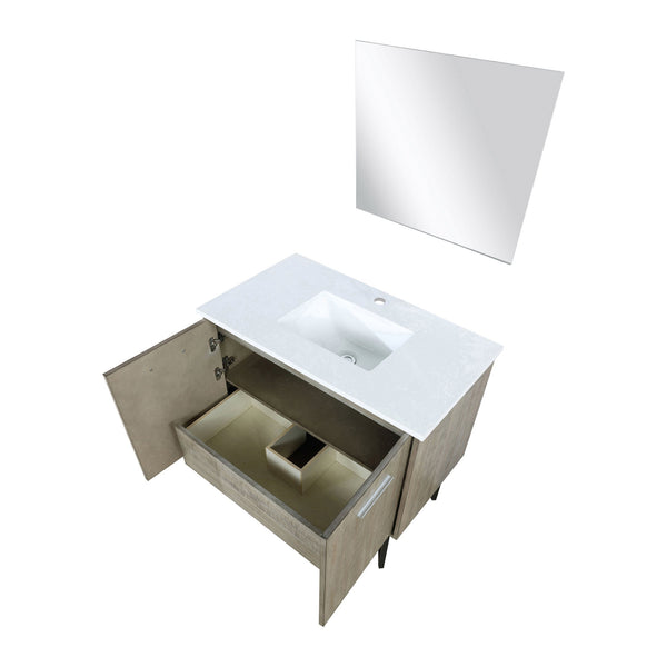 English Elm Rustic Acacia Bath Vanity 36 in w/ Cultured Marble Top, Soft-Close Doors, Mirror & Spacious Storage B2731S01511