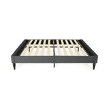 Christopher Knight Home® - Noble House - Merribee Contemporary Upholstered Queen Bed Frame With Turned Legs, Charcoal Gray And Black