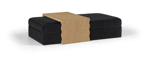 Meridian Furniture Woodra Velvet Ottoman Coffee Table Art Deco Plush Upholstered Living Room Accent Piece Black Style 1 22040Black-CT