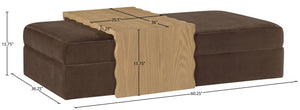 Meridian Furniture Woodra Velvet Ottoman Coffee Table Art Deco Plush Upholstered Living Room Accent Piece Brown Style 1 22040Brown-CT