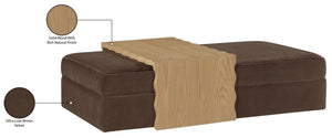 Meridian Furniture Woodra Velvet Ottoman Coffee Table Art Deco Plush Upholstered Living Room Accent Piece Brown Style 1 22040Brown-CT