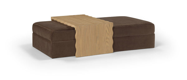 Meridian Furniture Woodra Velvet Ottoman Coffee Table Art Deco Plush Upholstered Living Room Accent Piece Brown Style 1 22040Brown-CT