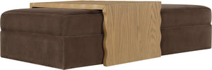 Meridian Furniture Woodra Velvet Ottoman Coffee Table Art Deco Plush Upholstered Living Room Accent Piece Brown Style 1 22040Brown-CT