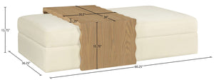 Meridian Furniture Woodra Velvet Ottoman Coffee Table Art Deco Plush Upholstered Living Room Accent Piece Cream Style 1 22040Cream-CT