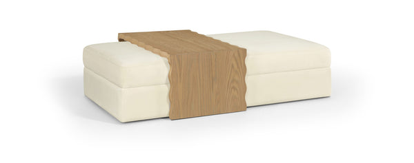 Meridian Furniture Woodra Velvet Ottoman Coffee Table Art Deco Plush Upholstered Living Room Accent Piece Cream Style 1 22040Cream-CT