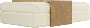 Meridian Furniture Woodra Velvet Ottoman Coffee Table Art Deco Plush Upholstered Living Room Accent Piece Cream Style 1 22040Cream-CT