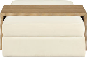 Meridian Furniture Woodra Velvet Ottoman Coffee Table Art Deco Plush Upholstered Living Room Accent Piece Cream Style 1 22040Cream-CT