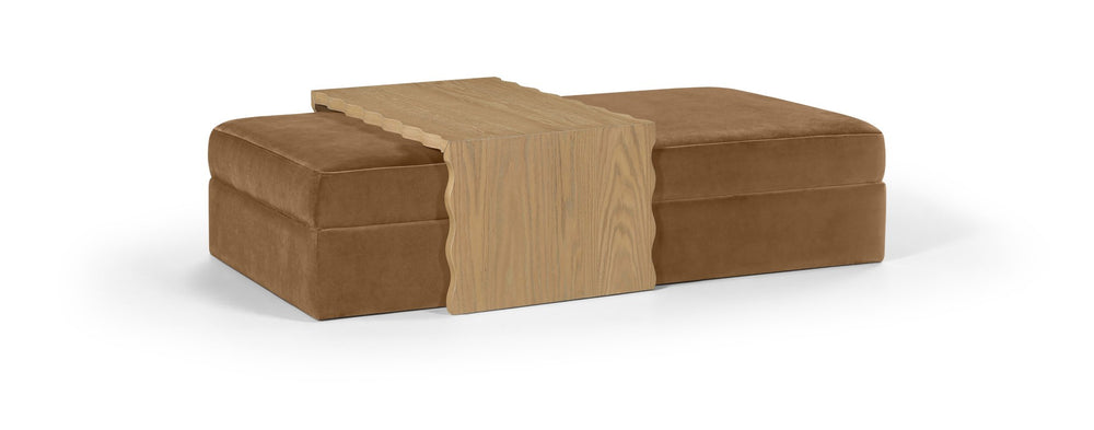 Meridian Furniture Woodra Velvet Ottoman Coffee Table Art Deco Plush Upholstered Living Room Accent Piece Saddle Style 1 22040Saddle-CT